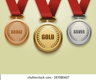 Set of gold, silver and bronze medals.vector