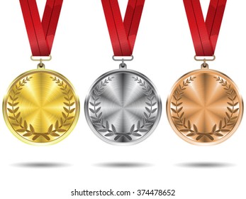 Set of gold, silver and bronze medals.vector Eps 8.