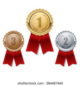 Set of gold, silver and bronze medals.vector
