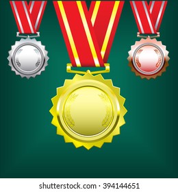 Set of gold, silver and bronze medals.vector
