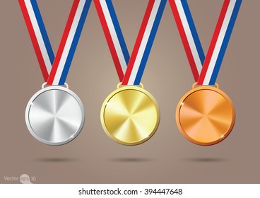 Set of gold, silver and bronze medals.vector