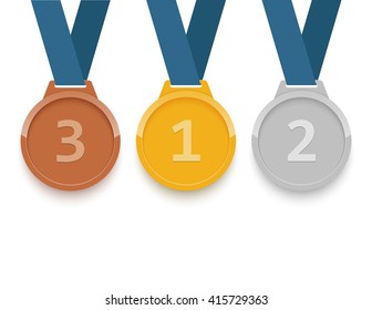 Set of gold, silver and bronze medals.vector