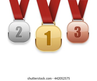 Set of gold, silver and bronze medals.vector