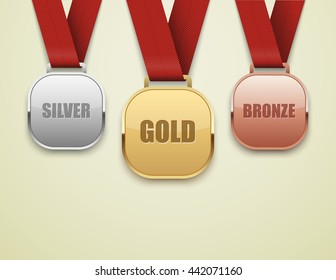 Set of gold, silver and bronze medals.vector