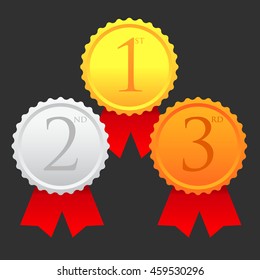 Set of gold, silver and bronze medals.vector