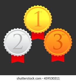 Set of gold, silver and bronze medals.vector