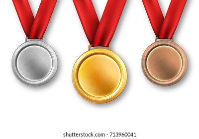 Set of gold, silver and bronze medals.vector