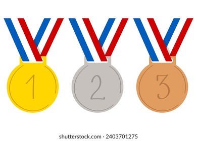 Medallas olímpicas de oro, plata y bronce. Premio al juego deportivo.