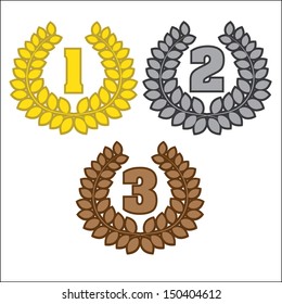 set of gold, silver and bronze symbols