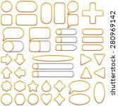 Set of Gold and Silver Button Frames, Computer Icons of Different Forms for Web Design on White Background. Vector