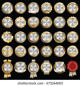 Set of Gold and Silver Certificate Seals and Badges