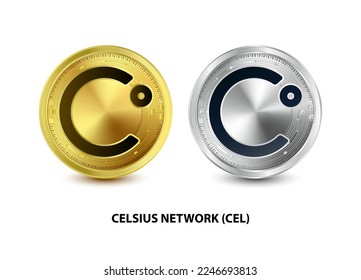 Set of Gold and Silver coin Celo (CELO) 3D Vector illustration. Digital currency. Cryptocurrency Golden coins symbol isolated on white background. isometric Physical coins.  Digital money concept.