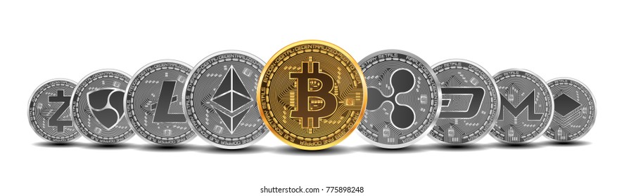 Set Gold Silver Crypto Currencies Golden Stock Vector (Royalty Free)  775898248
