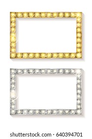 Set of gold with silver frame. Isolated on white background. Vector illustration.
