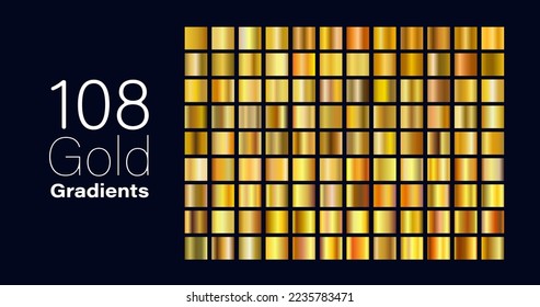 Conjunto de gradientes de plata dorados textura de icono ilustración metálica para cinta, marco, banner, moneda y etiqueta. Diseño de patrón oro abstracto de fondo vectorial realista. Luz elegante y patrón de brillo