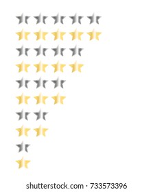 set of gold and silver star sticker label one to five stars
