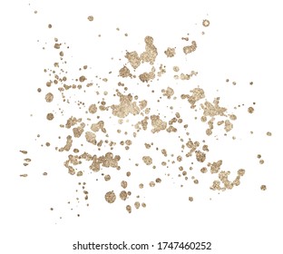 Set of gold splash on white background. Grunge ink blots and drops. vector illustration