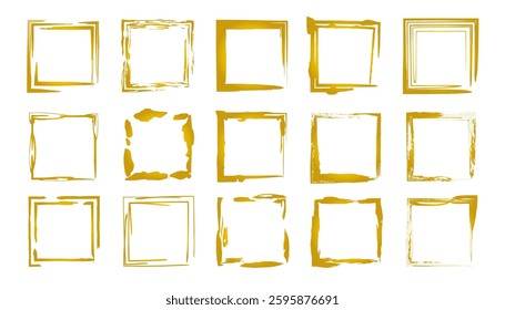 A set of gold squares painted with a brush