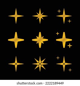 Set of gold star with black background for decorative