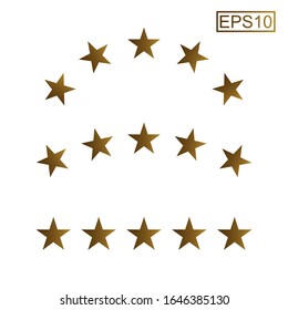 Set of gold Star flat icon, star rate, ranking, review star one to five stars curve isolated on white background stock illustration