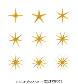 Set of Gold star icon with white background for decoratio