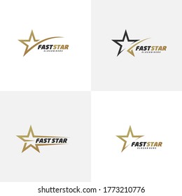 Set von Gold Star Logo-Design-Vorlage, eleganter Star-Logo-Design, Vektorgrafik