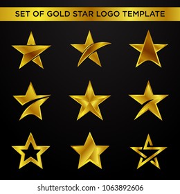 set of gold star logo template