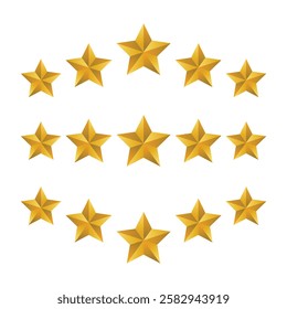 Set Of Gold Star Rating Vector Design.
