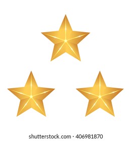 Set of gold stars elegant with flash and glow. Vector illustration