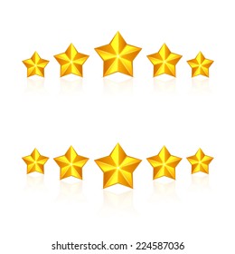 Set of gold stars isolated on white background, illustration.