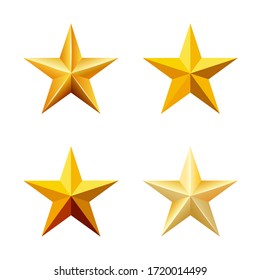 Set of gold stars made in different styles and colors. Vector