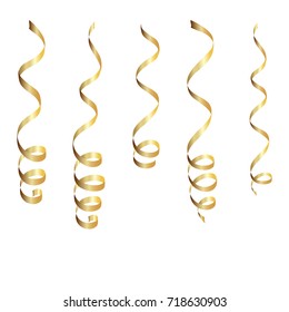 Set Gold Streamers Isolated On White Stock Vector (Royalty Free ...