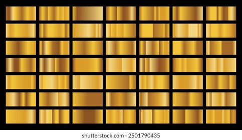 Conjunto de fondo de textura dorada. Textura de fondo dorado. Plantillas de fondo de metal de acero. Colección de gradiente metálico. Ilustración vectorial