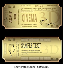 set of gold tickets isolated on black background vector.