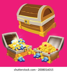 Set of gold treasure Free Vector