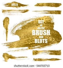 Set of gold vector brushes, vector illustration