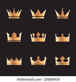 set of gold vector crowns