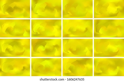 Set of gold vector gradients. Collection of golden rectangles.