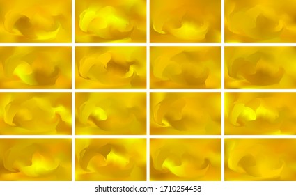 Set of gold vector gradients. Collection of golden rectangles.