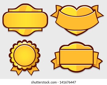 Set of gold vector retro badges. Eps 10. Vector illustration