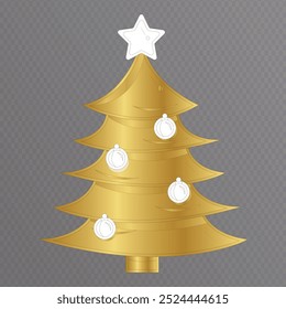 set of gold vector stylized Christmas tree, Golden Christmas tree design collection. Elegant template with Gold Shining Pine with Snowflakes, Golden glowing spruce in a luxurious design. Vector on png