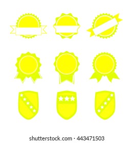 Set of gold vintage badges, shields and wreaths.