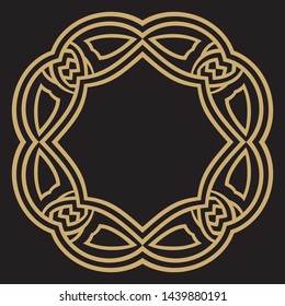 Set of gold vintage frames. Circular baroque ornament. Decorative element of design of the menu, invitations, cards. Vector graphics.