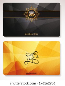 Set of gold Vip cards with the abstract background 