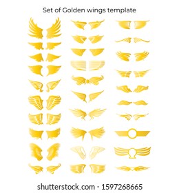 Set of gold wings logo element vector