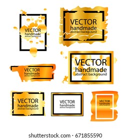 Set of golden abstract gradient backgrounds for text. Vector background, texture, postcard, poster, invitation.