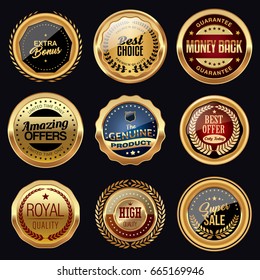 Set of golden advertising badges