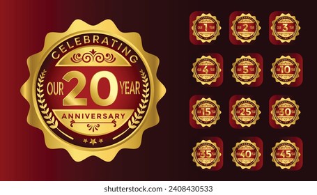 Set of Golden Anniversary celebration logo and emblems big seat style for celebration moment. vector illustration template design for web, poster, flyers, greeting card and invitation card Pro Vector