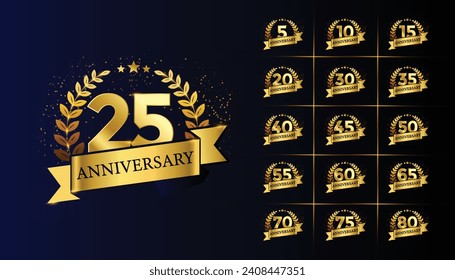 Set of Golden Anniversary celebration logo and emblems big seat style for Years Celebration. for company profile, booklet, leaflet, magazine, brochure poster, web, invitation or greeting card. 