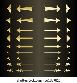 Set of the golden arrows left and right